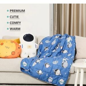 Premium Blue Space-Themed Kids Blanket